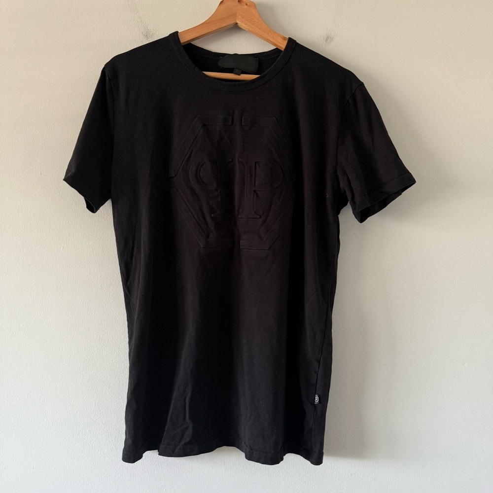 Philipp Plein Hex Logo Black Crew Neck Short Sleeve‎ T-Shirt Mens Large